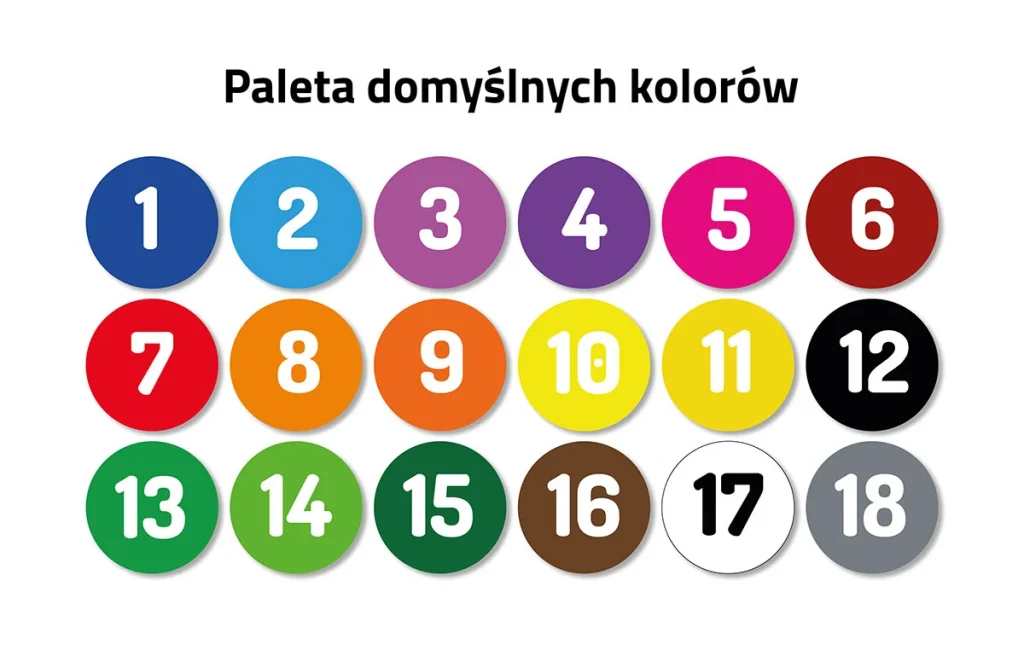 Paleta kolorow dostepnych przy produkcji wkladek GOBO