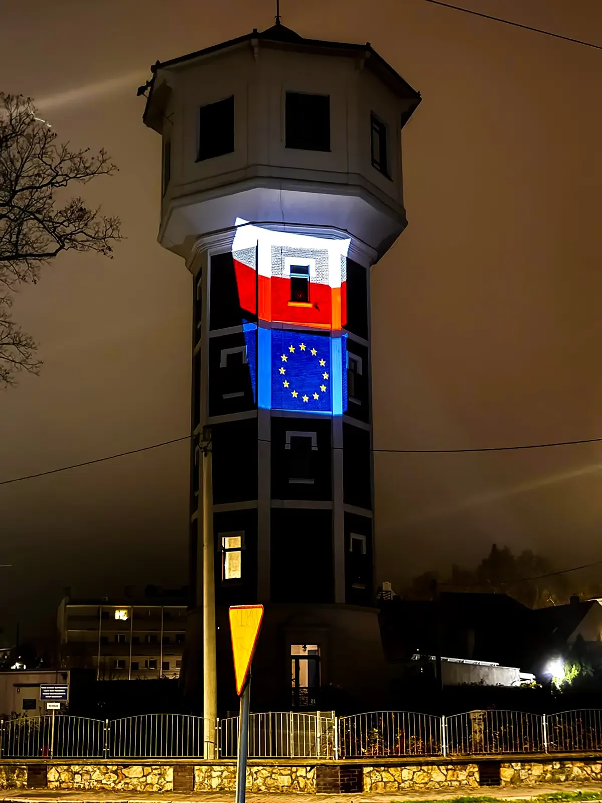 Projekcja gobo na uroczystości narodowej