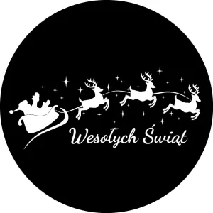 GOBO mit dem Schriftzug Frohe Weihnachten und Schlitten des Weihnachtsmanns, einfarbige Version