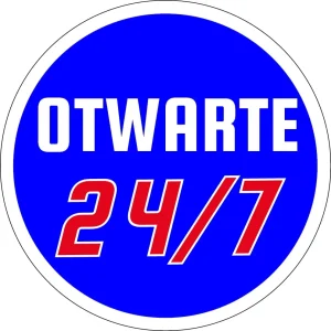 GOBO mit dem Schriftzug Rund um die Uhr geöffnet, zweifarbige Version